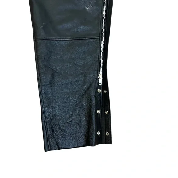 FMC Black 100% Leather Riding Cowboy/Cowgirl Motorcycle Chaps Sz 2X